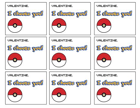Pokemon Valentines Cards Printable